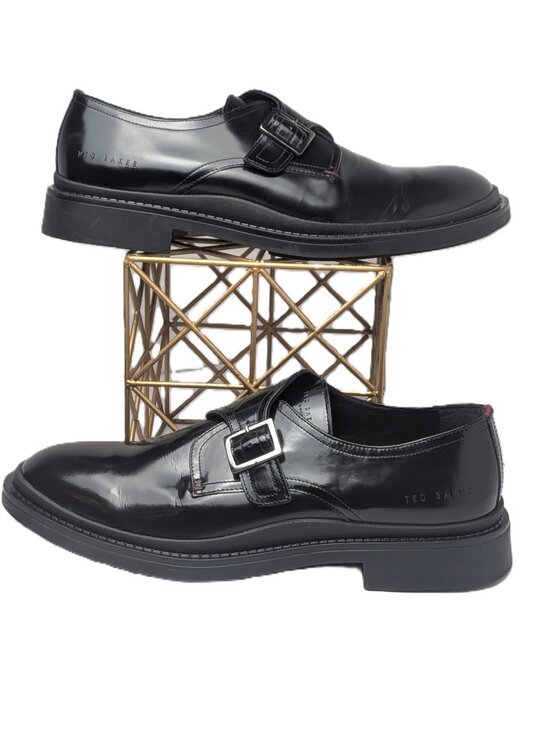 Ted Baker London Elvan Black Leather Crossover Strap Dress Shoes Men\'s 12 NWOB main image 8